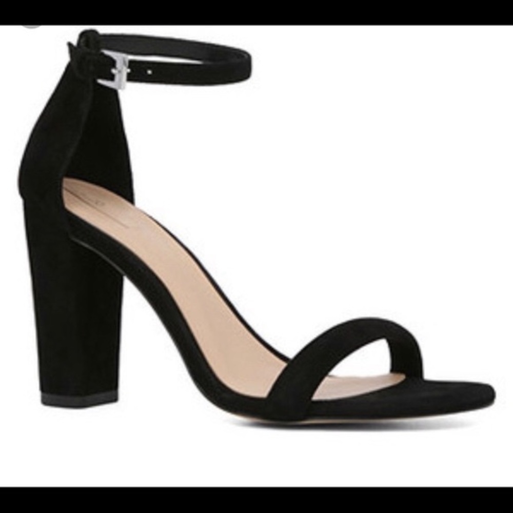 Aldo Cicci Minimal Black Nude Suede Sandals Heels